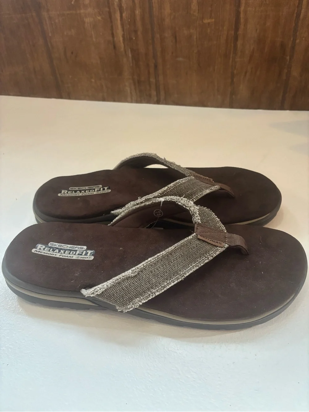 SKECHERS Bosnia Relaxed Fit 360 Supreme Chocolate Brown Thong Sandals NEW 14
